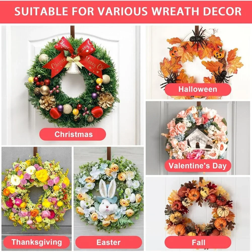 Space-Saving 12-Inch Wreath Hanger - Sturdy Hooks for Seasonal Decorations